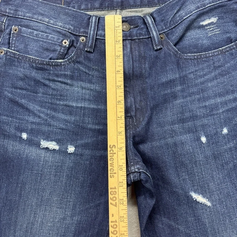 Levi's 514 jeans mens 34x30 distressed blue denim Whiskered Fade Straight Grunge